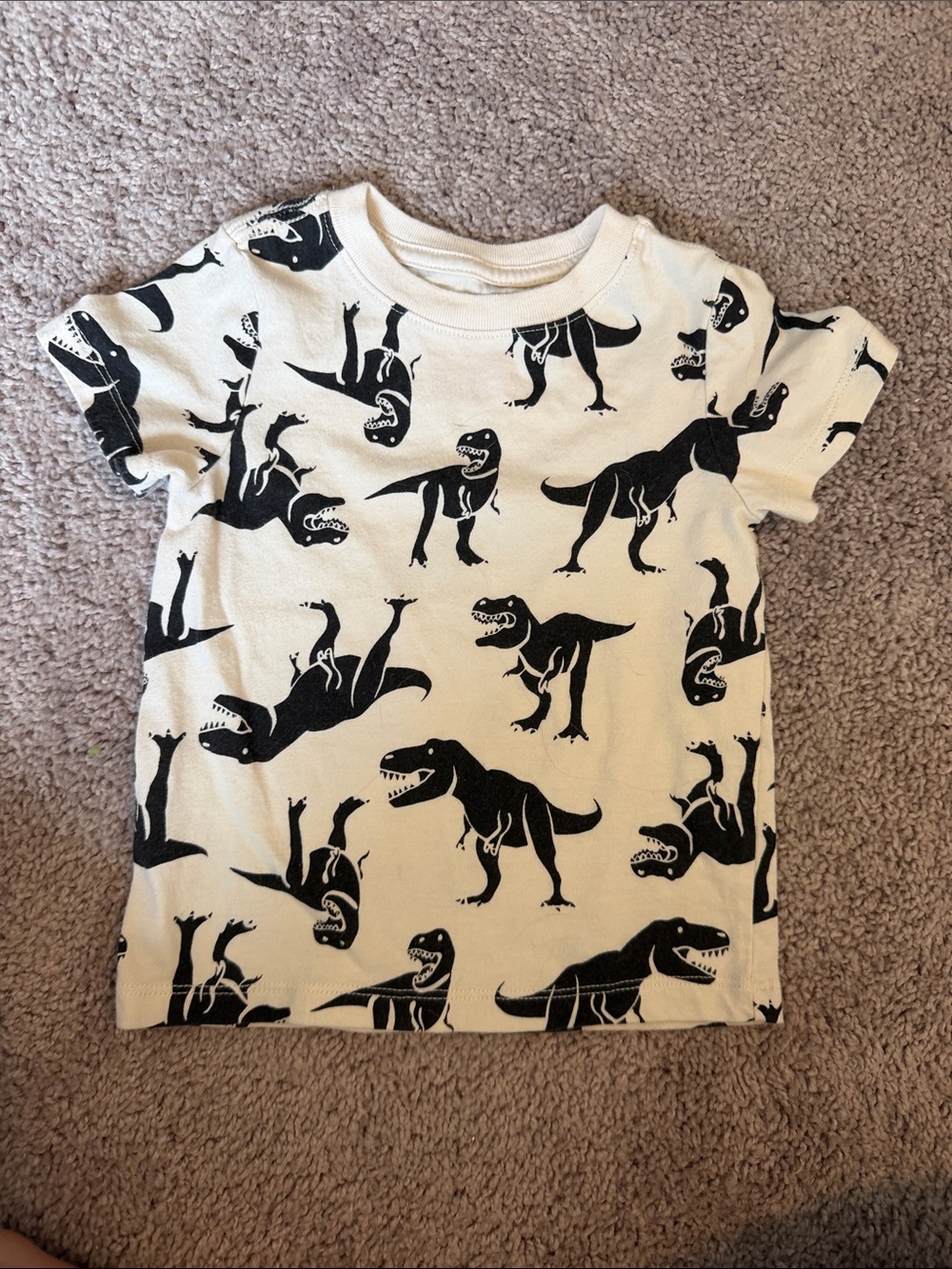 Cat & Jack Cream Tee with Black Dinosaur Print